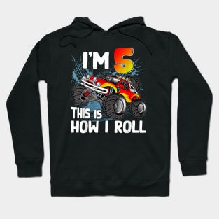 5 Year Old Monster Truck 5th Birthday Boy Monster Truck Car Hoodie